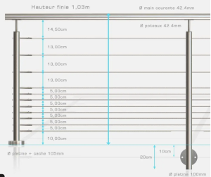 THE RAILING 11 STAINLESS STEEL CABLES ROUND TUBE