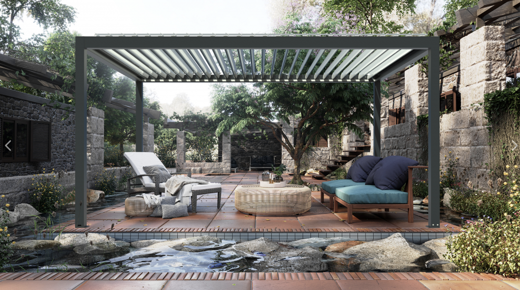 Pérgola Bioclimática AFM con Apertura Manual de Lamas