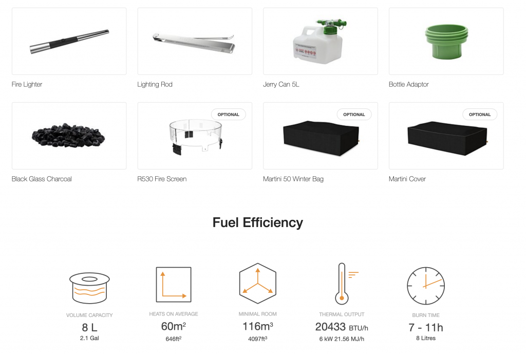 Mesa de lareira Martini 50 Ecosmart