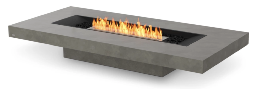 Mesa de centro Gin 90 con quemador de aluminio natural