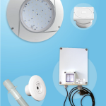 Set van 1 witte LED-spot met transformator en borstelstekker