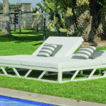 Balinesisk dagbädd FILIPINAS-210-D Vit finish Vitt DRALON tyg 2-sits