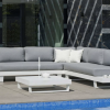 MENFIS-7 hagemøbelsofa, hvit utførelse, lysegrått Marilan Dralon-stoff