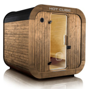 A sauna moderna Mojodas é um cubo: 2550 x 2550 x 2550 mm