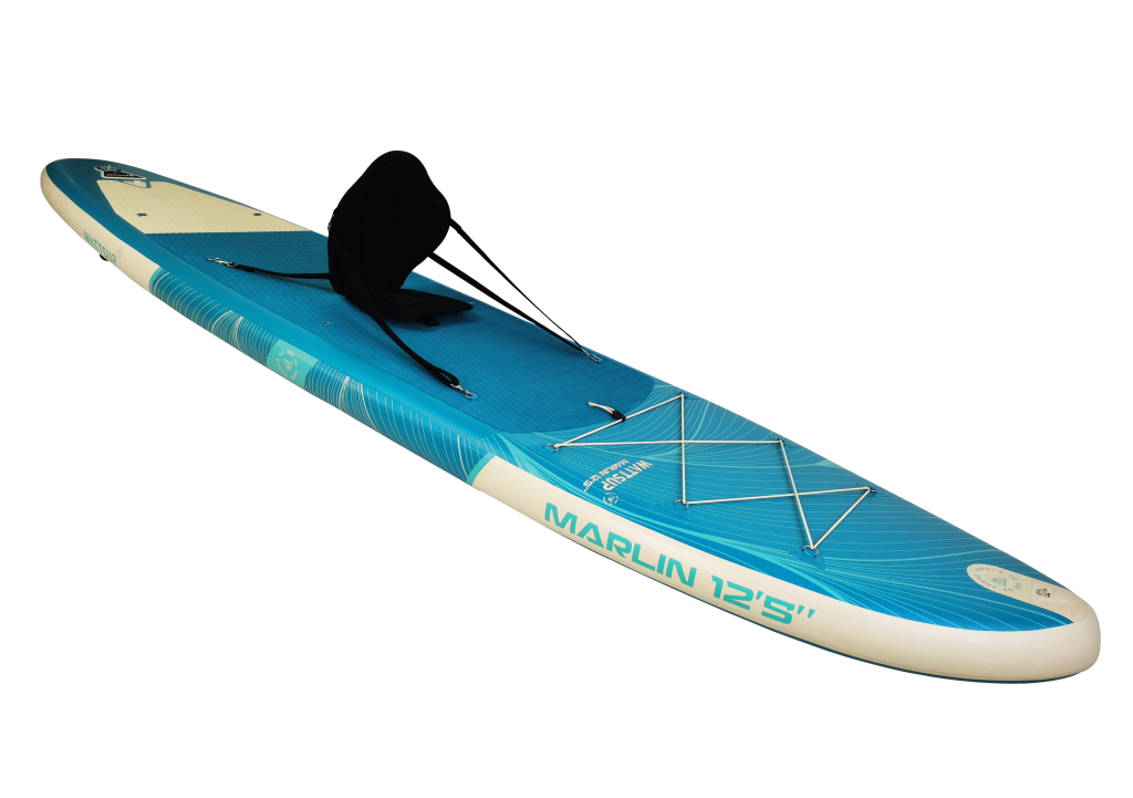 Wattsup Marlin 12'5 opblaasbaar paddleboard voor 2 personen met Drop Stitch-technologie, compatibel met kajaks, ideaal voor peddelen en toeren.