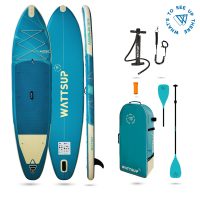 Paddle gonflable Wattsup Marlin 12’5 pour 2 personnes avec technologie Drop Stitch, compatible kayak, idéal pour les balades et le touring.